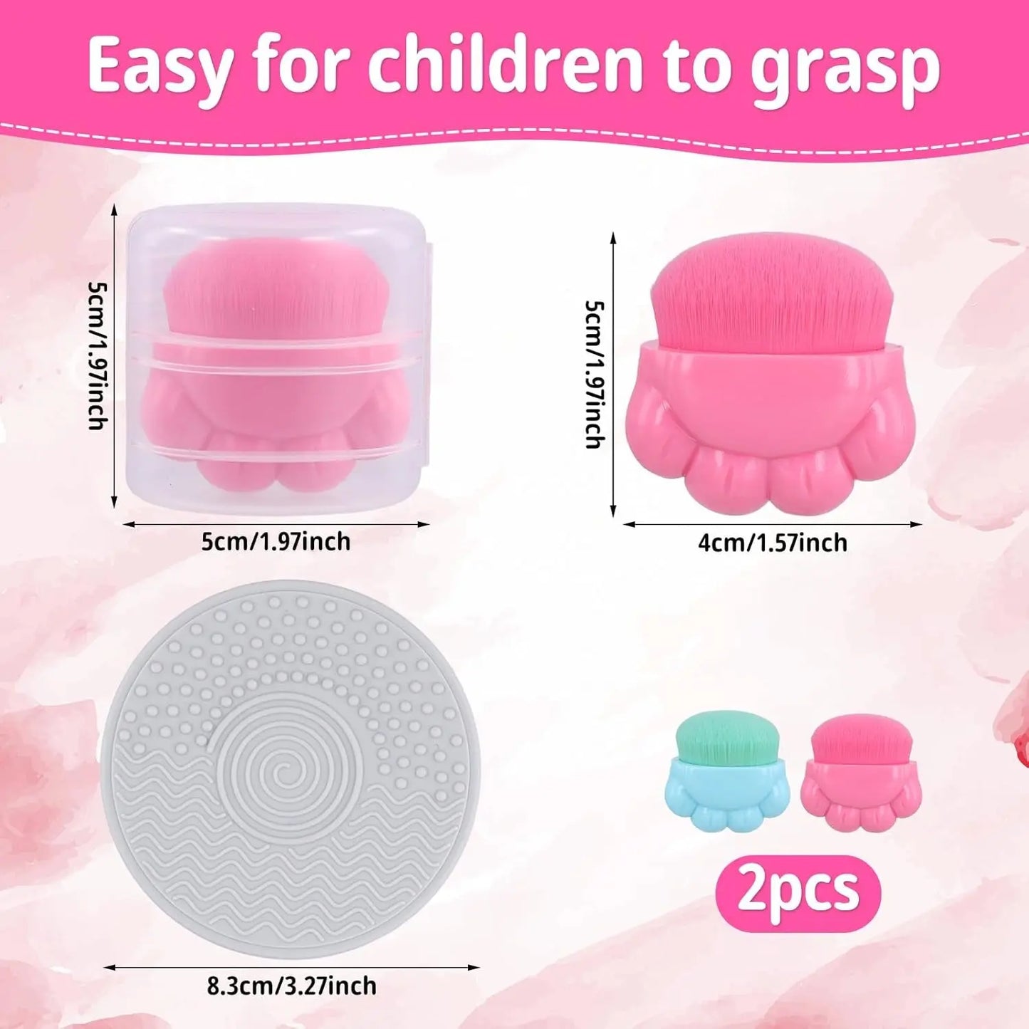 2Pcs Sunscreen Applicator, Solar Sunblock Buddy Brush with Protective Case Portable Sun Lotion Applicator Soft Bristle Foundation Sun Cream Brush Set with Brush Cleaning Pad for Kids Children Travel