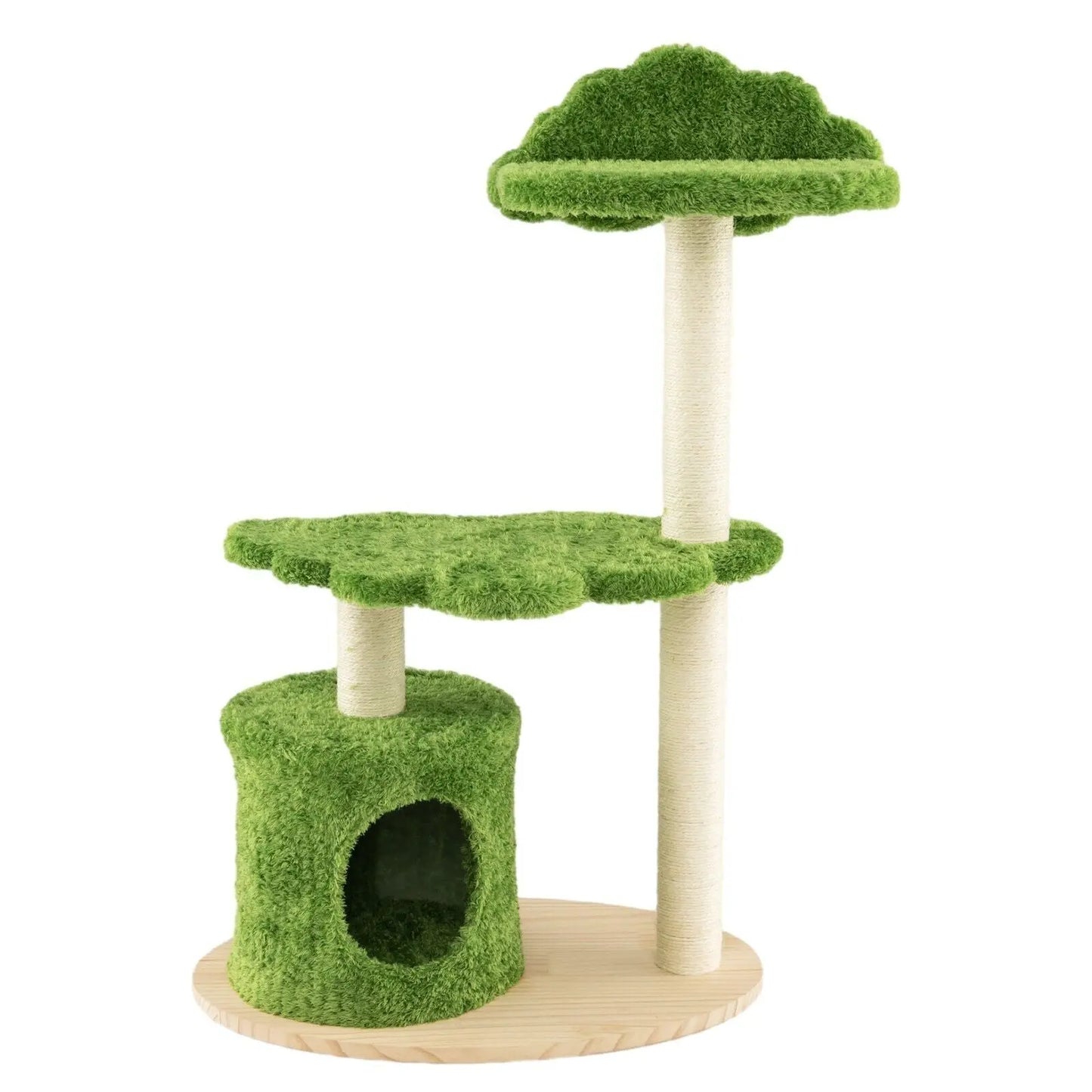 Wooden Cat Tree 97Cm Tall Cat Climbing Stand 3-Layer Cat Activity Center