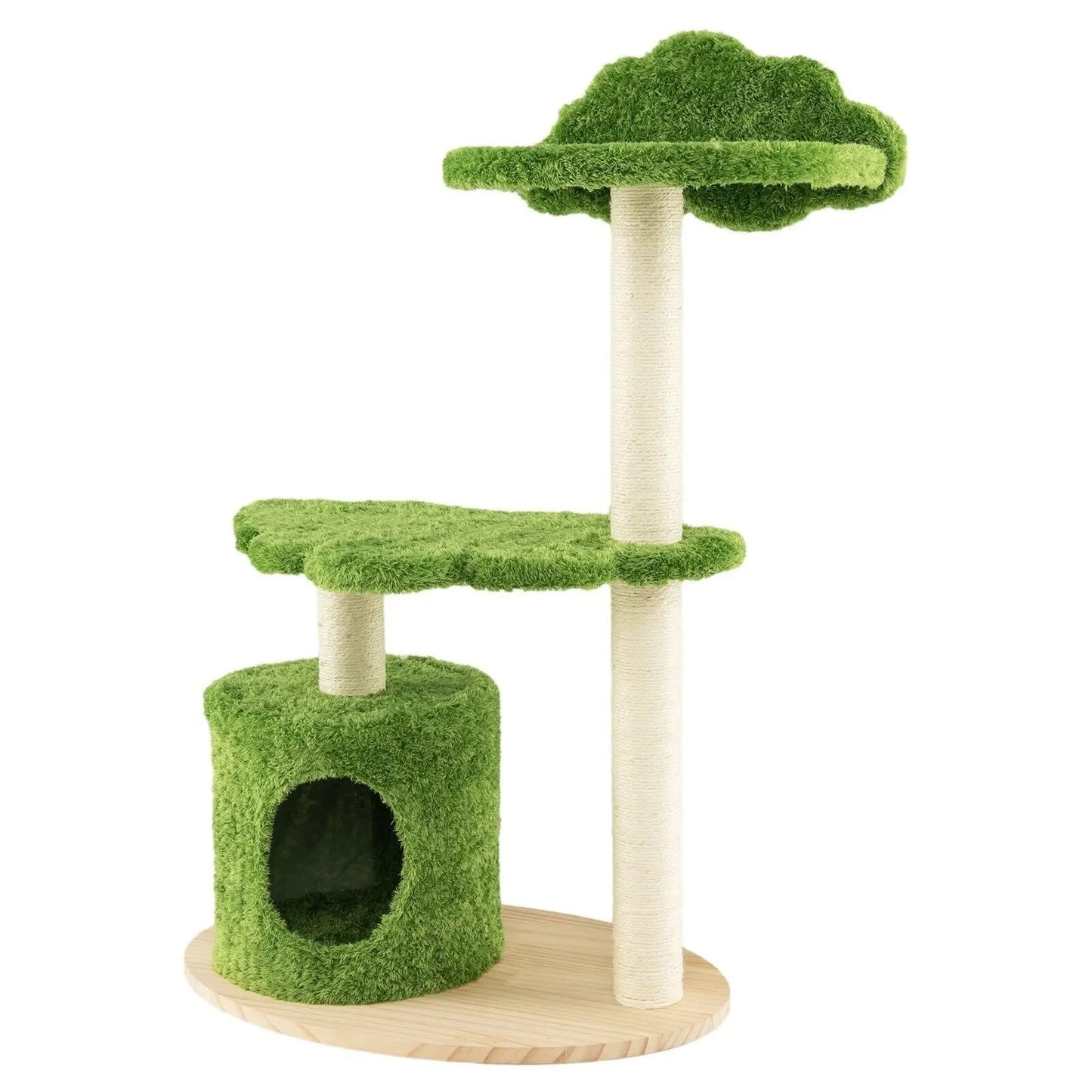 Wooden Cat Tree 97Cm Tall Cat Climbing Stand 3-Layer Cat Activity Center